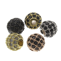 Cubic Zirconia Micro Pave Brass Beads Round plated micro pave cubic zirconia nickel lead & cadmium free 6mm Approx 1mm Sold By Bag
