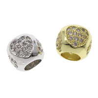 Cubic Zirconia Micro Pave Brass European Beads Drum plated micro pave cubic zirconia & without troll nickel lead & cadmium free Approx 5mm Sold By Bag