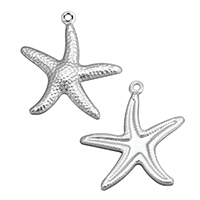 Stainless Steel Animal Pendants, Starfish, original color, 20x22x2.50mm, Hole:Approx 1mm, 500PCs/Lot, Sold By Lot