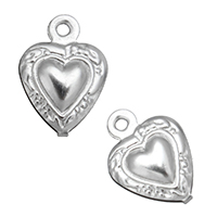 Stainless Steel Heart Pendants, original color, 9x12x4mm, Hole:Approx 1mm, 1000PCs/Lot, Sold By Lot