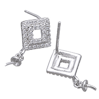 925 Sterling Silver Earring Drop Findings Rhombus micro pave cubic zirconia  0.7mm 0.9mm Sold By Lot