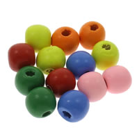Wood Beads, Round, different size for choice, mixed colors, Hole:Approx 1mm, Sold By Bag