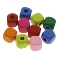 Holz Perle, Quadrat, verschiedene Größen vorhanden, gemischte Farben, Bohrung:ca. 1mm, verkauft von Tasche