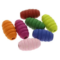 Wood Beads, Drum, mixed colors, 12x22mm, Hole:Approx 1mm, Approx 500PCs/Bag, Sold By Bag