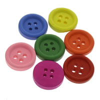 Wood 4-Hole Button, Buckle, different size for choice, mixed colors, 1000PCs/Bag, Sold By Bag