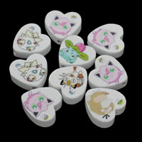 Trä Pärlor, Hjärta, blandad mönster, 20x6mm, Hål:Ca 1mm, 1000PC/Bag, Säljs av Bag
