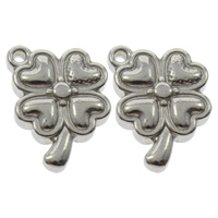 Stainless Steel Pendants, Four Leaf Clover, original color, 15x12.50x4mm, Hole:Approx 1mm, 100PCs/Bag, Sold By Bag