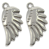 Stainless Steel Pendants, Wing Shape, original color, 9x20x3mm, Hole:Approx 1mm, 100PCs/Bag, Sold By Bag