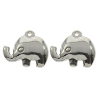 Stainless Steel Animal Pendants, Elephant, original color, 15x13x4mm, Hole:Approx 1mm, 100PCs/Bag, Sold By Bag
