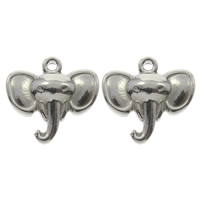 Stainless Steel Animal Pendants, Elephant, original color, 15x14x5mm, Hole:Approx 1mm, 100PCs/Bag, Sold By Bag