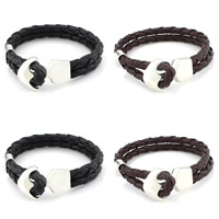 PU Leather Cord Bracelets with Zinc Alloy Anchor platinum color plated nautical pattern & Unisex Length Approx 8 Inch Sold By Bag