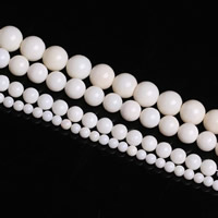 Perles en corail naturel, Rond, normes différentes pour le choix, blanc, Trou:Environ 1mm, Longueur:Environ 15 pouce, Vendu par lot