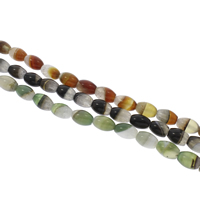 Naturlige Lace Agate perler, blonde agat, Oval, flere farver til valg, 8x12mm, Hole:Ca. 1mm, Længde Ca. 14.5 inch, 10Strands/Bag, Ca. 32pc'er/Strand, Solgt af Bag