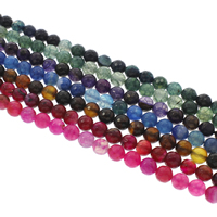 Perle prirodne pucketati ahat, Pucketanje Agate, Krug, različite veličine za izbor & faceted, više boja za izbor, Rupa:Približno 1mm, Prodano Per Približno 14.5 inčni Strand