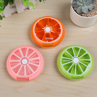 Pill Box Plastic Flat Round with letter pattern mixed colors Sold By PC