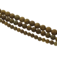 Perles de bois en pierre , pierre de grain, Rond, normes différentes pour le choix, Trou:Environ 1mm, Vendu par Environ 14.5 pouce brin