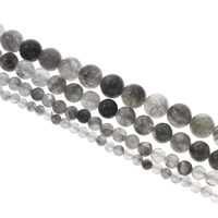 Natürliche graue Quarz Perlen, Grauer Quarz, rund, verschiedene Größen vorhanden, Bohrung:ca. 1mm, verkauft per ca. 14.5 ZollInch Strang