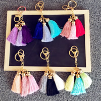 Bag Purse Charms Keyrings Keychains Nylon Cord with Zinc Alloy gold color plated 65mm 120mm Sold By PC