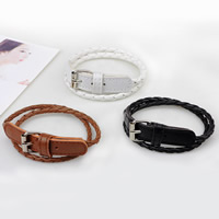 Unisex Bracelet, cuir PU, Alliage de zinc boucle ardillon, Placage de couleur platine, unisexe & 2 fils, plus de couleurs à choisir, Vendu par 13.5-15 pouce brin
