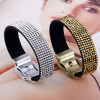 Rhinestone Bracelet Velveteen Cord zinc alloy pin buckle plated for woman & with rhinestone 15mm Sold Per Approx 8.6 Inch Strand
