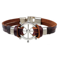 Koskind Bracelet, med Vokset nylonsnor & Zinc Alloy, Ship Wheel, platin farve forgyldt, Unisex, Solgt Per Ca. 7.8 inch Strand