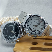 Мужские наручные часы, цинковый сплав, с Стеклянный, Платиновое покрытие платиновым цвет, Мужский, Много цветов для выбора, не содержит никель, свинец, 44x8mm, 18mm, длина:Приблизительно 9.5 дюймовый, продается PC