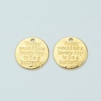 Zinc Alloy Flat Round Pendants gold color plated with letter pattern nickel lead & cadmium free Approx 2mm Sold By Lot
