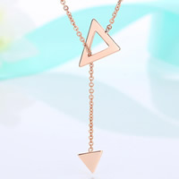 Brass Necklace Triangle rose gold color plated oval chain lead & cadmium free 400mm Sold Per Approx 15.5 Inch Strand