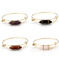 Tibetan Style Bangle, with Gemstone, pendulum, gold color plated, different materials for choice, lead & cadmium free, 33x8mm, Inner Diameter:Approx 66mm, Length:Approx 7.5 Inch, 3PCs/Bag, Sold By Bag