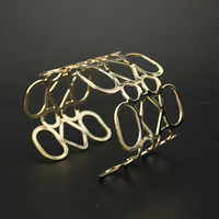 Iron Cuff Bangle, gold color plated, lead & cadmium free, 66x48mm, Inner Diameter:Approx 66mm, Length:Approx 7.5 Inch, 3PCs/Bag, Sold By Bag