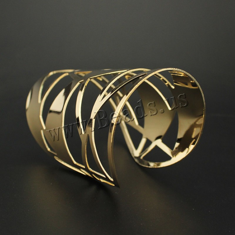 Iron Cuff Bangle, gold color plated, lead & cadmium free, 110x58mm, Inner Diameter:Approx 57mm, Length:Approx 6.5 Inch, 3PCs/Bag, Sold By Bag