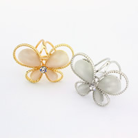 Zinc Alloy with Cats Eye Flower plated with rhinestone lead & cadmium free 42mm Sold By Bag