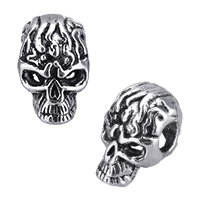 Tibetan Style Jewelry Beads, Skull, antique silver color plated, nickel, lead & cadmium free, 8x13x8mm, Hole:Approx 3.5mm, 100PCs/Lot, Sold By Lot