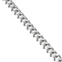 Nehrđajućeg čelika Curb Chain, Nehrđajući čelik, rubnik lanac, izvorna boja, 2.50x1.80x0.50mm, 50m/Lot, Prodano By Lot