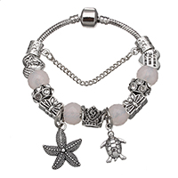 European Bracelet Zinc Alloy with brass chain & Crystal plated charm bracelet & Mother Day Jewelry & snake chain & with letter pattern & for woman & faceted & with rhinestone nickel lead & cadmium free   3mm Length Approx 7 Inch Sold By Lot