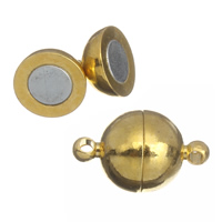 Brass magneettilukko, Sinkkiseos, Pyöreä, kullan väri kullattu, yhden lohkon, lyijy ja sen kadmium vapaa, 16x10mm, Reikä:N. 1mm, 10PC/laukku, Myymät laukku