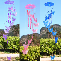 Acrylic Windbell, with Aluminum, Butterfly, electrophoresis, colorful plated, more colors for choice, 500mm, Sold By Strand