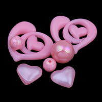 Perles acryliques mixtes, Acrylique, mélangé, rose, 8mm-25x30x6mm, Trou:Environ 1-2mm, Environ 1000PC/sac, Vendu par sac