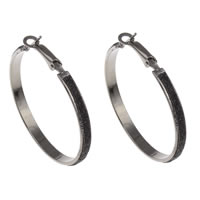 Brass Hoop Earring with glitter leather Donut plumbum black color plated nickel lead & cadmium free Sold By Pair