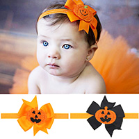 Grosgrain Ribbon Headband, with nylon elastic cord & Non-woven Fabrics, Bowknot, elastic & for children & Halloween Jewelry Gift, more colors for choice, 110x100mm, Sold Per Approx 15 Inch Strand