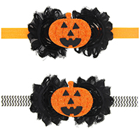 Chiffon Headband, with nylon elastic cord & Non-woven Fabrics, Pumpkin, elastic & for children & Halloween Jewelry Gift, more colors for choice, 120x65mm, Sold Per Approx 15 Inch Strand