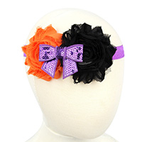 Chiffon Headband, with nylon elastic cord & Plastic Sequin, Flower, elastic & for children & Halloween Jewelry Gift, 120x65mm, Sold Per Approx 15 Inch Strand