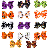 Grosgrain Ribbon Alligator Hair Clip with iron clip Bowknot platinum color plated for children & Halloween Jewelry Gift Sold By PC
