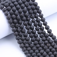 Natürliche Lava Perlen, rund, verschiedene Größen vorhanden, Bohrung:ca. 1mm, Länge:ca. 15 ZollInch, verkauft von Tasche