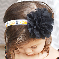 Chiffon Headband, with nylon elastic cord & Lace, Flower, elastic & for children & Halloween Jewelry Gift, 110mm, Sold Per Approx 15 Inch Strand