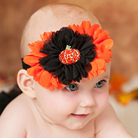 Chiffon Headband, with nylon elastic cord & Tibetan Style, Flower, platinum color plated, elastic & for children & Halloween Jewelry Gift & with rhinestone, 110x60mm, Sold Per Approx 15 Inch Strand