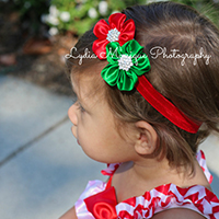 Satin Ribbon Headband, with nylon elastic cord & Tibetan Style, Flower, platinum color plated, elastic & for children & Christmas jewelry & with rhinestone, 90x55mm, Sold Per Approx 15 Inch Strand