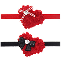 Chiffon Headband with nylon elastic cord & Plastic Sequin & Zinc Alloy Heart platinum color plated elastic & for children & Christmas jewelry & with rhinestone Sold Per Approx 15 Inch Strand