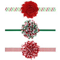 Chiffon Schweißband, mit elastische Nylonschnur, Blume, elastisch & für Kinder & Weihnachtsschmuck & verschiedene Muster für Wahl, 65mm, verkauft per ca. 15 ZollInch Strang