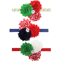 Chiffon Headband with nylon elastic cord & Zinc Alloy Flower platinum color plated elastic & for children & Christmas jewelry & with rhinestone Sold Per Approx 15 Inch Strand